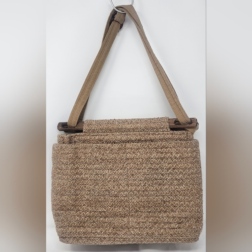Vintage Toby Weston Woodland Hills California Tapestry Purse Handbag Tan Solid